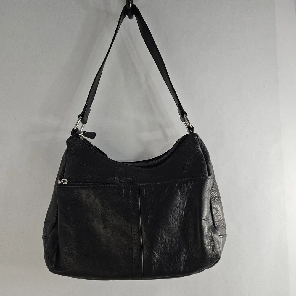 Croft&Barrow Women's Leather Shoulder Bag Purse Black Silver Hardware